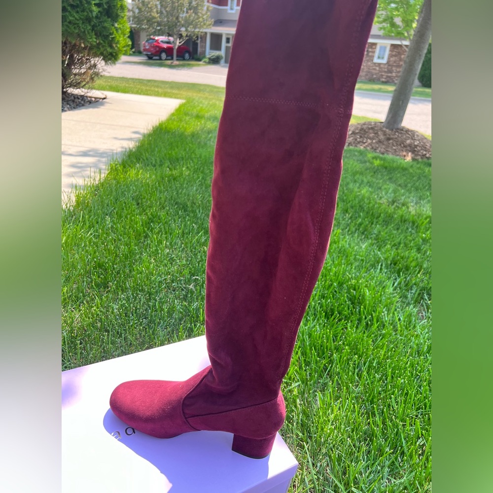 Women’s Suede Wine Red Knee High Boots